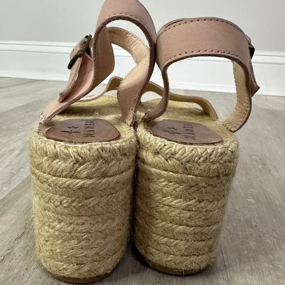 MANEBI Suede Platform Espadrille Sandals In Pink Size 38